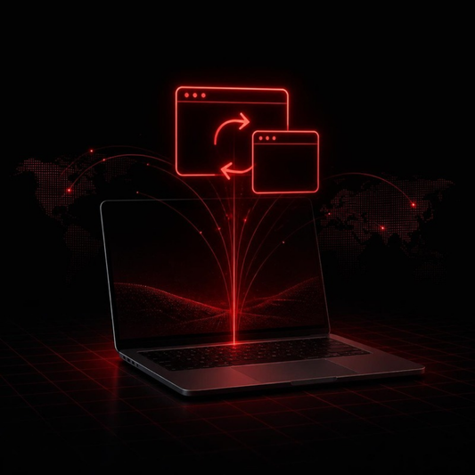 Laptop met rood schermdeling-icoon: IT-hulp op afstand